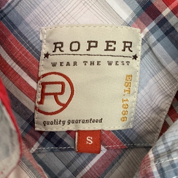 Roper Men’s Plaid Snap Front Shirt Blue/Red S - Picture 3 of 7